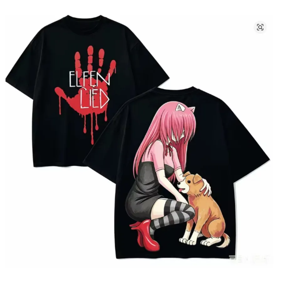 Anime Elfen Lied Lucy T Shirt Men Women Casual Short Sleeve Tee Shirt Unisex Fashion Aesthetic Trend Y2K T-shirt Streetwear