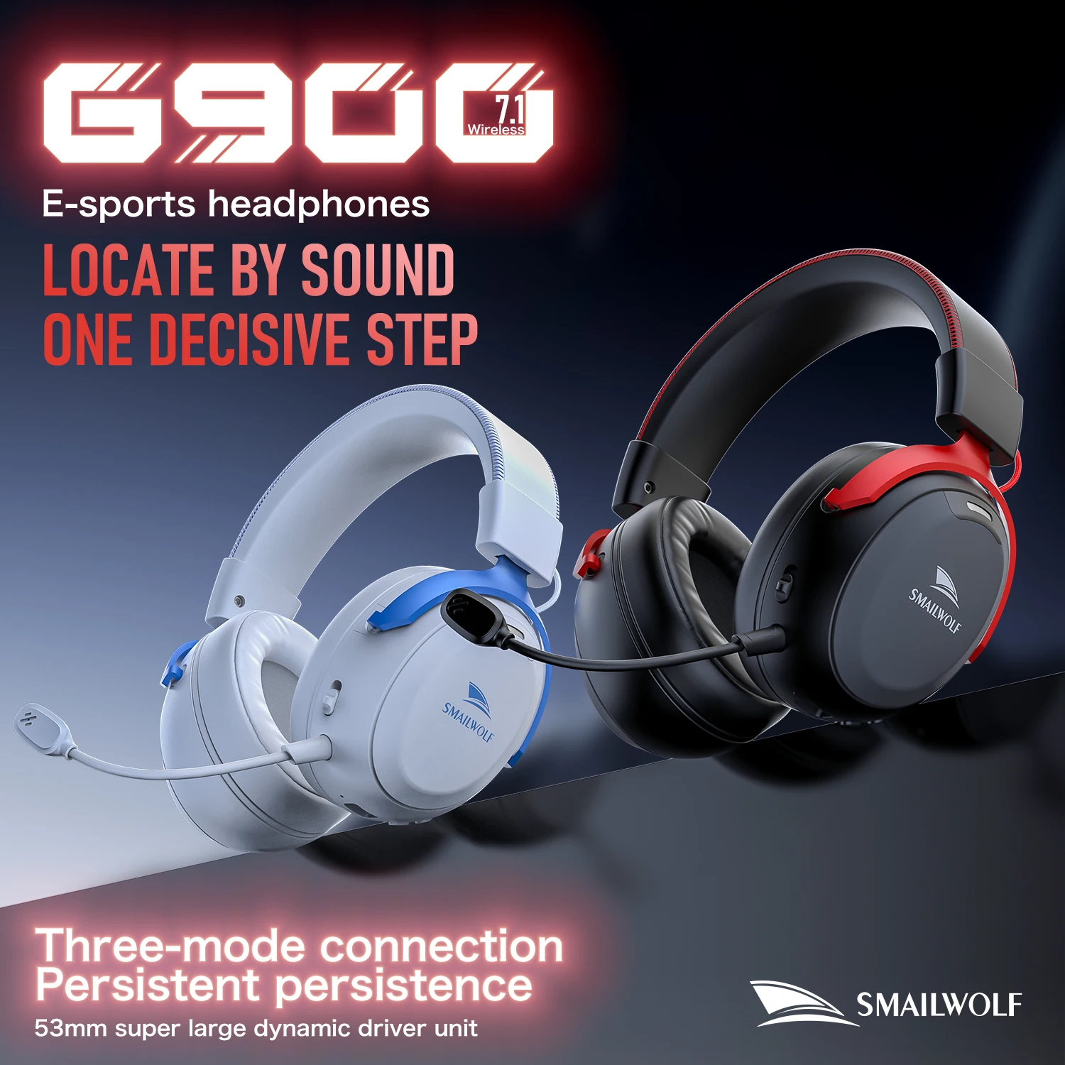 

Беспроводная игровая гарнитура SMAILWOLF G900 Bluetooth 2.4G с микрофоном и объемным звуком для ПК, PS5, компьютерных игр, FPS