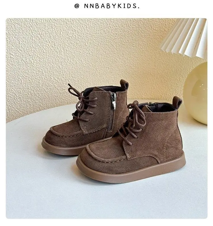 Schuhe für kleine Jungen, modische Kinderstiefeletten, Kinder-Lederschuhe, 1-6 Jahre, Baby-Stiefeletten, Mocha, Nude, braune Kaffee-Stiefeletten – Detail 9