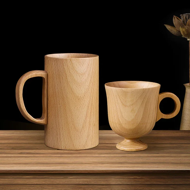 150/300ml Hot Sales Wooden Cup with Handle Beer Mugs Water Coffee Tea Cups Drinking Mug Household Durable Gadgets Kitchen