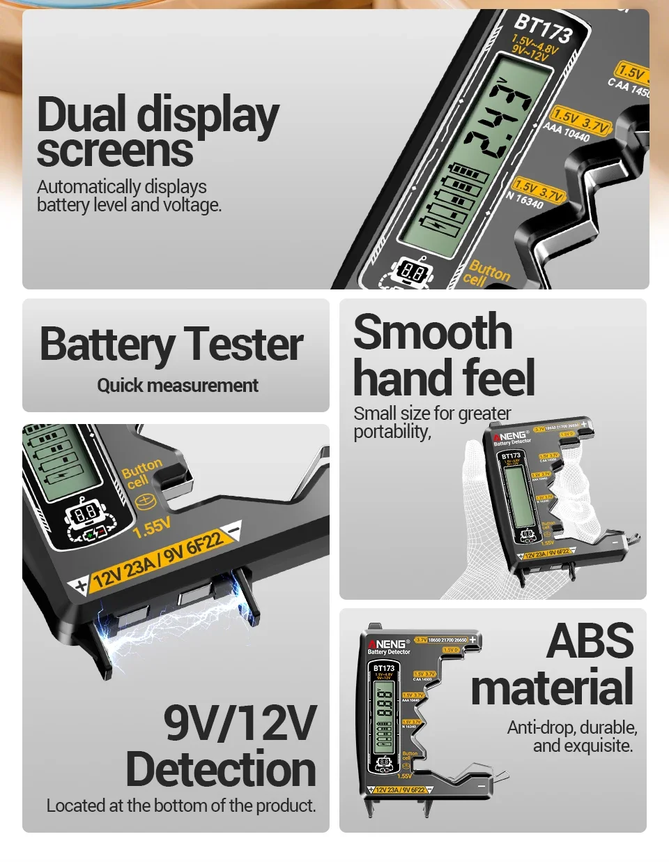 ANENG DM850 Digitalmultimeter mit 1999 Messwerten, Gratis Geschenk BT173 Batterietester, AC/DC-Spannung, Strom, Widerstand, Diodentest, tragbar – Detail 22