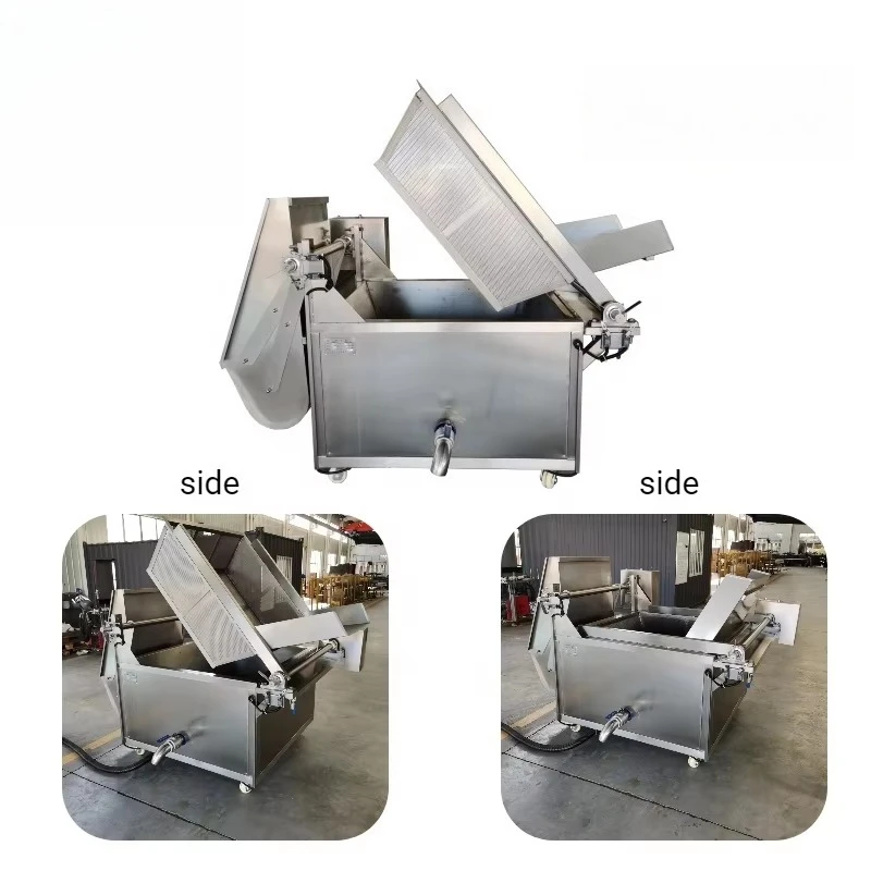 Industrial Batch Fryer Gas Electric Stainless Steel Automatic Frying Machine 100kg/batch French Fries Potato Chips Fried Chicken
