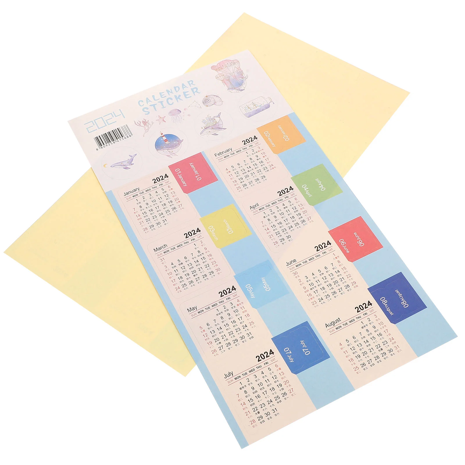 

2024 Full Year Calendar Index Label Sticker 4pcs/set School Stickers DIY Tabs Lable