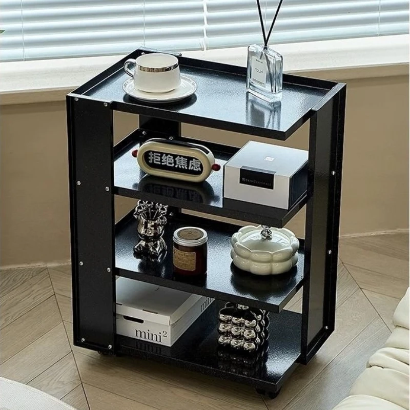 

Pink Multilayered Side Cabinet Living Room Mobile Iron Storage Rack Multifunctional Sweet Table Versatile Scene Room Desk