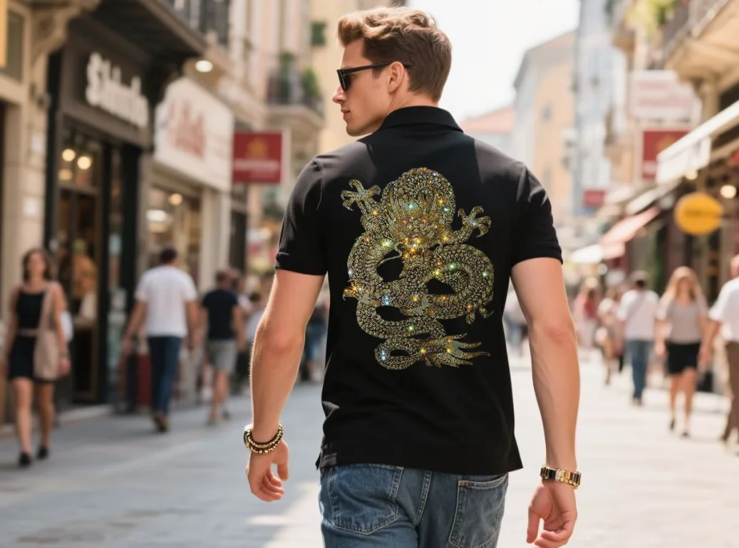 Chemises Polo de Marque pour Hommes de Luxe - Style Designer de Qualité Supérieure avec Strass