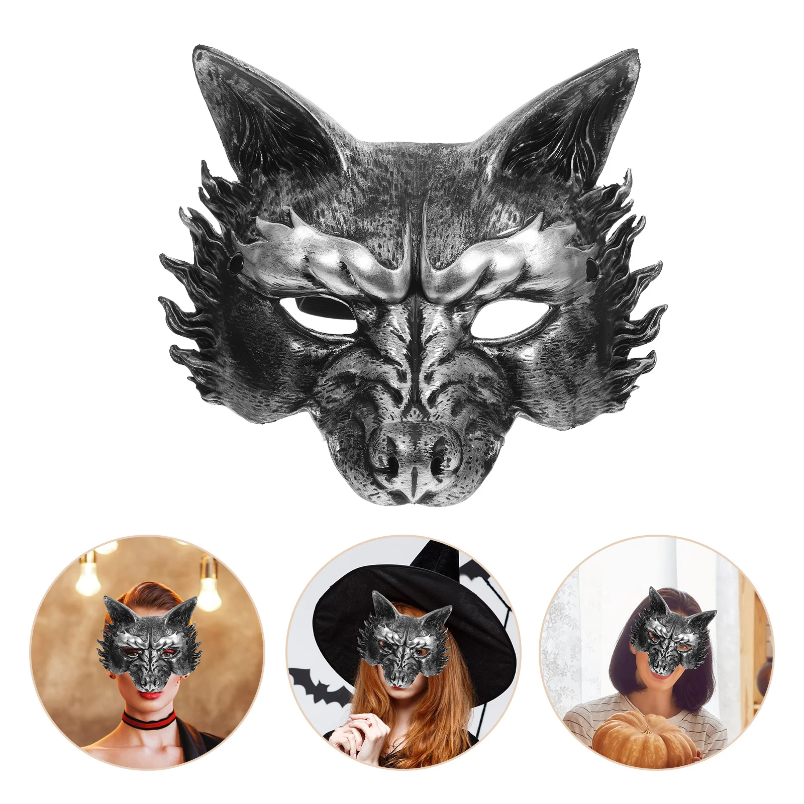 

Vintage Wolf Mask Realistic Half Face Animal Masquerade Mask Halloween Party Costume for Men Women Decorative Masks