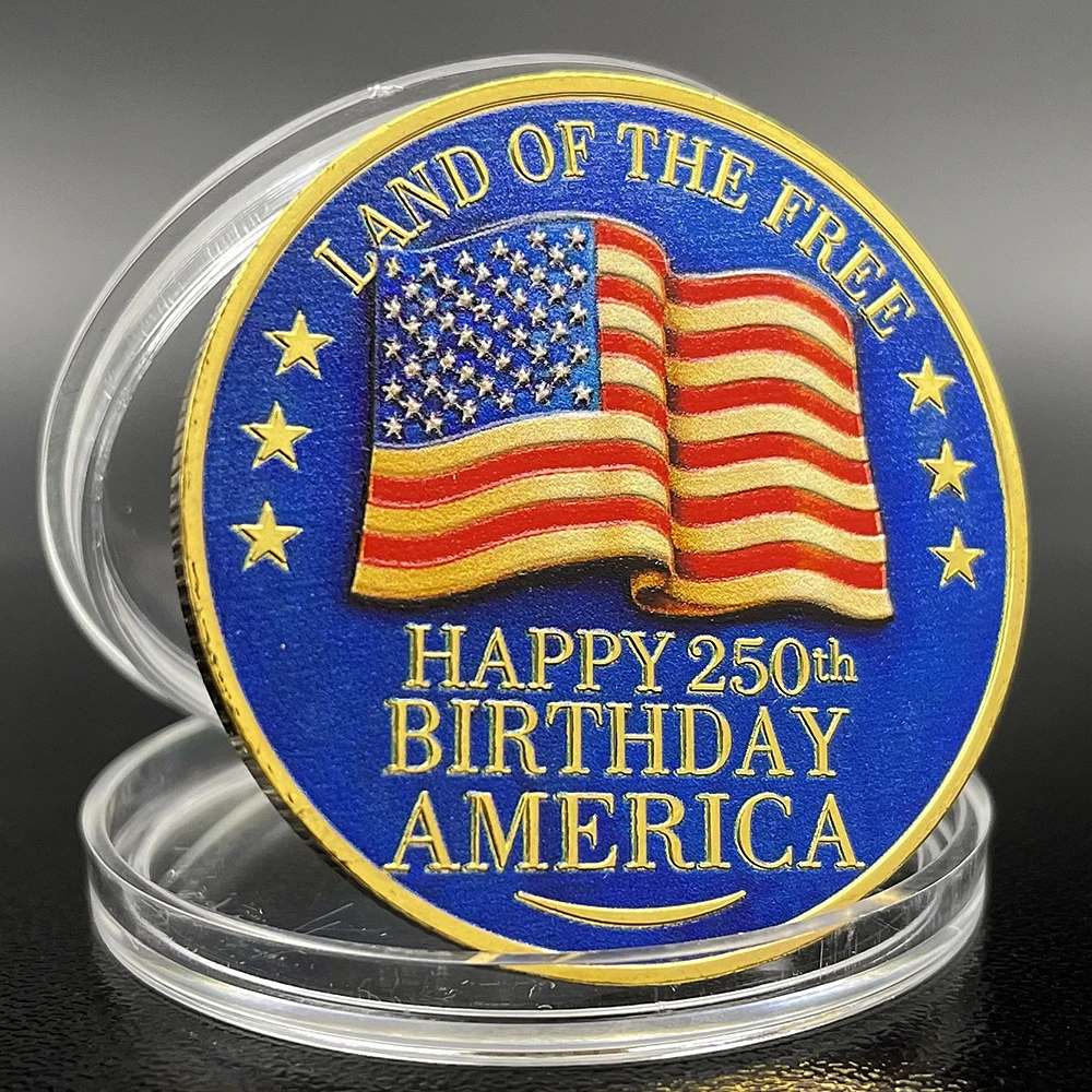 

Happy 250th Anniversary of American Independence Challenge Coin 2026 National Birthday Commemorative Coin in Capsule