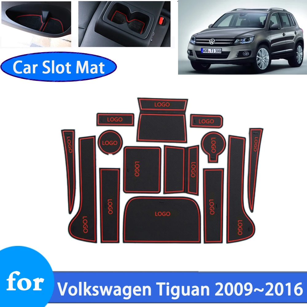 

For Volkswagen VW Tiguan 5N MK1 2009 2010 2011 2012 2013 2014 2015 2016 Anti-Slip Rubber Gate Cup Groove Cushion Car Accessories