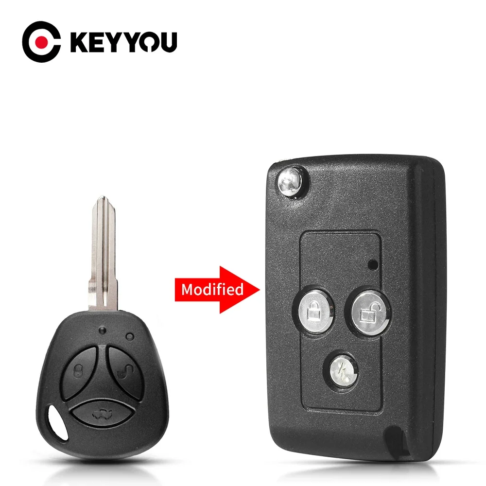 KEYYOU For LADA Modified Car Key Case For LADA Priora Niva Vaz Granta Samara 2108 XRay Sedan 3 Buttons Replacement