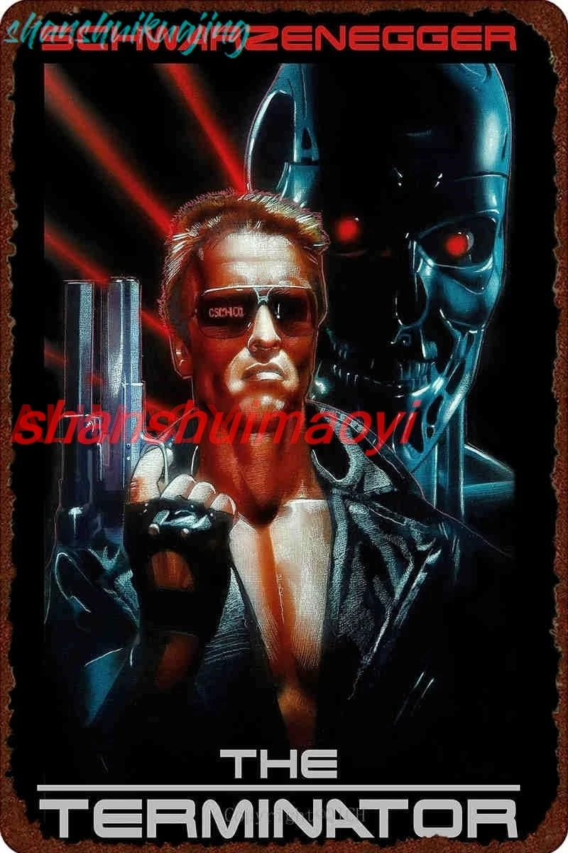 The Terminator Classic Movie Vintage Metal Tin Signs, Retro Funny Metal Sign Poster for Bar Kitchen Club Pub Home Wall Deco FGDD