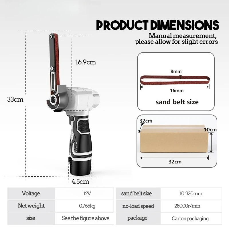 Effective Lithium Battery Wireless Belt Machine Grinding Polishing Machine Woodworking Small Handheld Electric Grinder