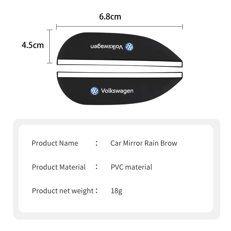 2PCS Car Mirror Rain Protector PVC Rearview Mirror Rainproof Cover For VW Scirocco Jetta Beetle Golf Passat Polo Tiguan Touran