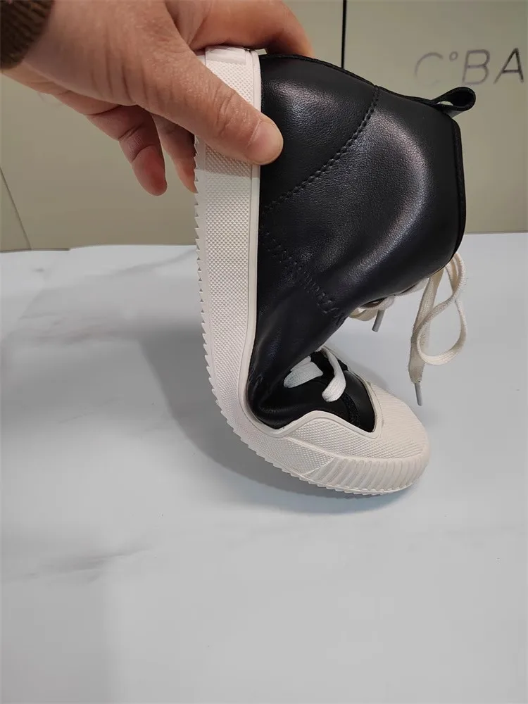 EBLAN, cómodos zapatos informs de alta calidad, zapatos deportivos de cuero genuino con cordones para mujer, zapatos de ta...