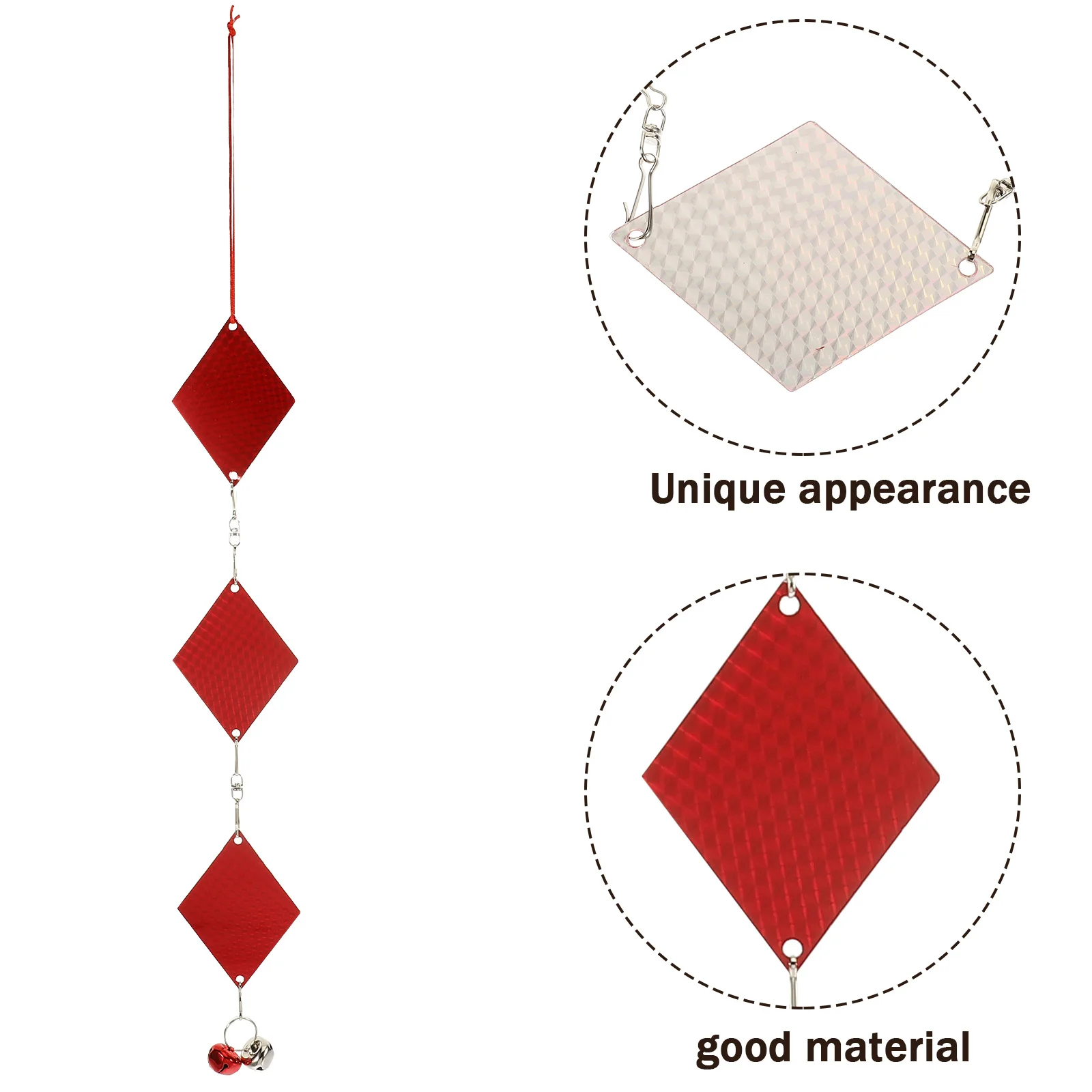

Bird Deterrents Pendant Hanging Rhombus Reflective Iron Plate with Bells Bird Repellent Device for Garden Balcony Outdoors