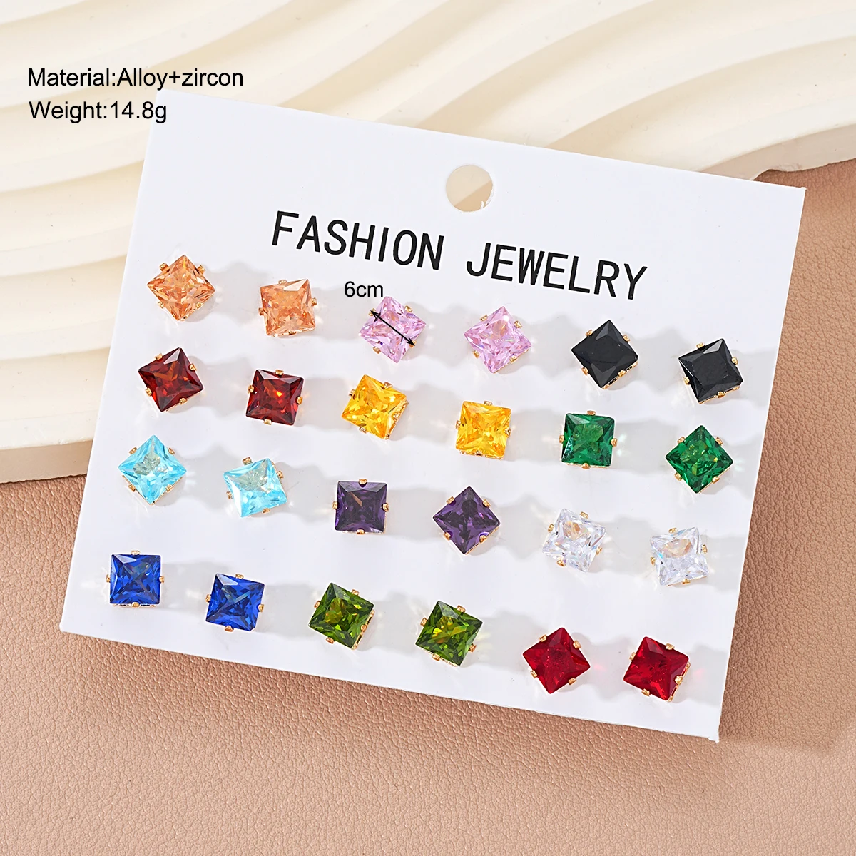 12 Pcs Colorful Shiny Wedding Stud Earrings Set for Women Men Cubic Zircon Jewelry Accessories Minimalist Earring Jewelry Gift