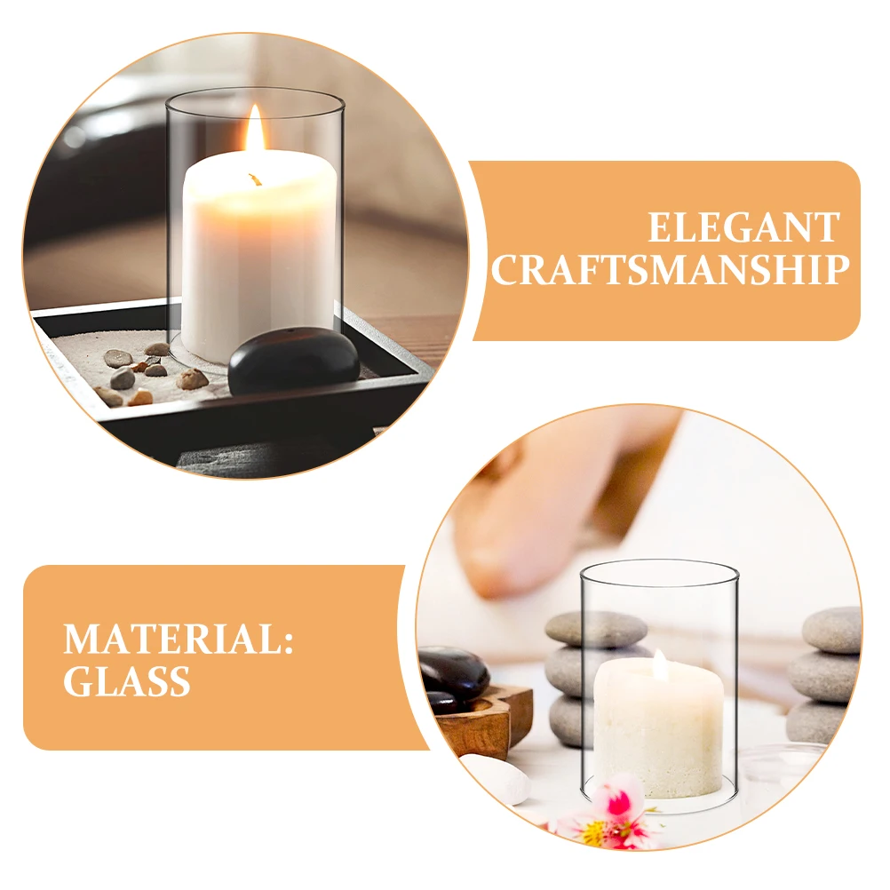 3 pezzi di copertura in vetro cilindro trasparente manica antivento per candele votive a pilastro conico set di decorazioni per la casa