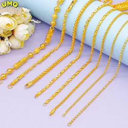 Plated 100% Real Gold 24k 999 necklace women's solid color 3D hard 999 jewelry single does not contain pendant permanent Jewelry