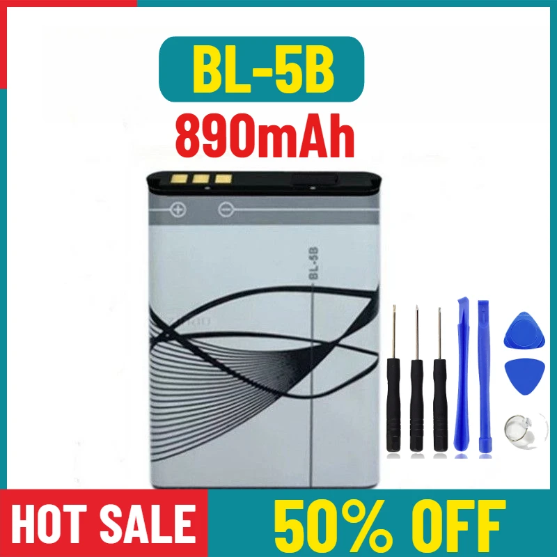 

890mAh for Nokia BL-5B 6120c 6021 3220 5320 5300 7260 Mobile Phones Battery