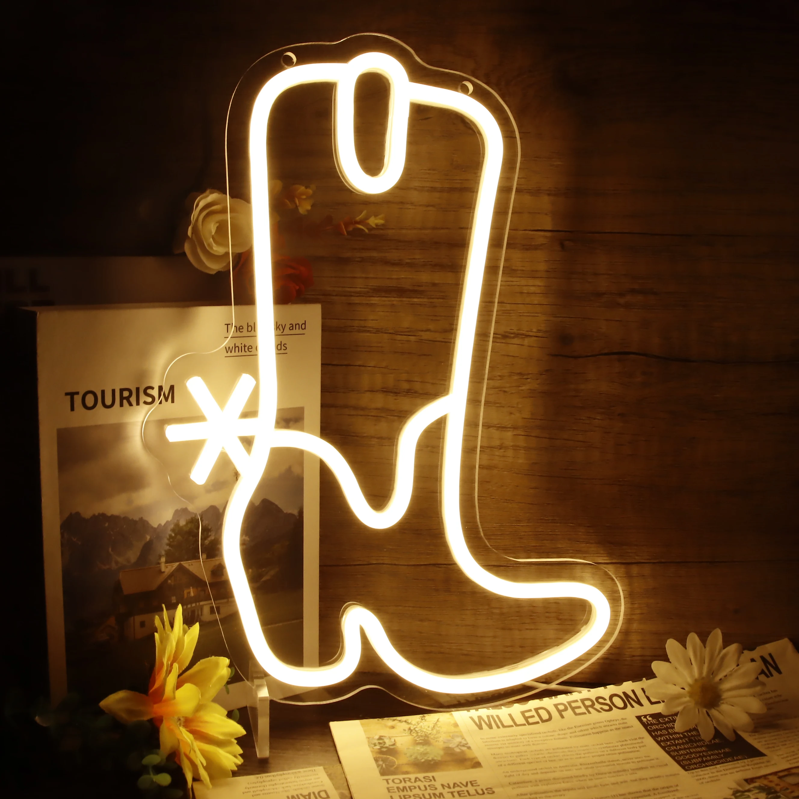 Cowboy Boot Neon Sign Colorful Letter Led Decor Neon Signs for Beer Bar Cafe Shop Bedroom Club Wall Decor Lights