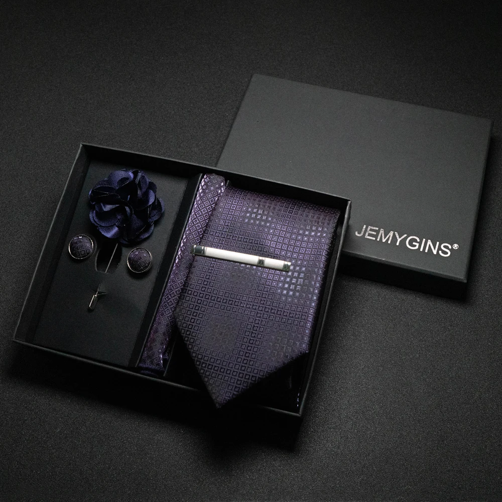 Weinrote Herrenkrawatte, Paisley-Seidenkrawatte, Einstecktuch, Manschettenknöpfe, luxuriöses Geschenkbox-Set, Hochzeitskrawatte, Accessoires, Krawatte für Herren – Detail 18