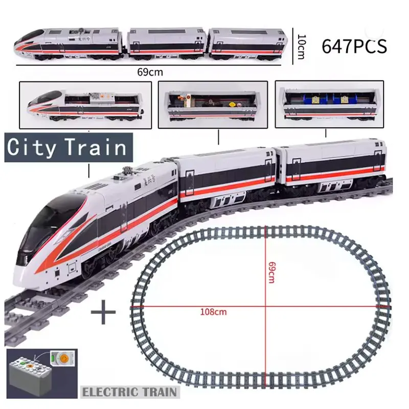

Kai Zhi Children's Building Blocks Train Set - Fuxing & Harmony Electric Train Educational Assembly Toy Gift for Kids 98227-229