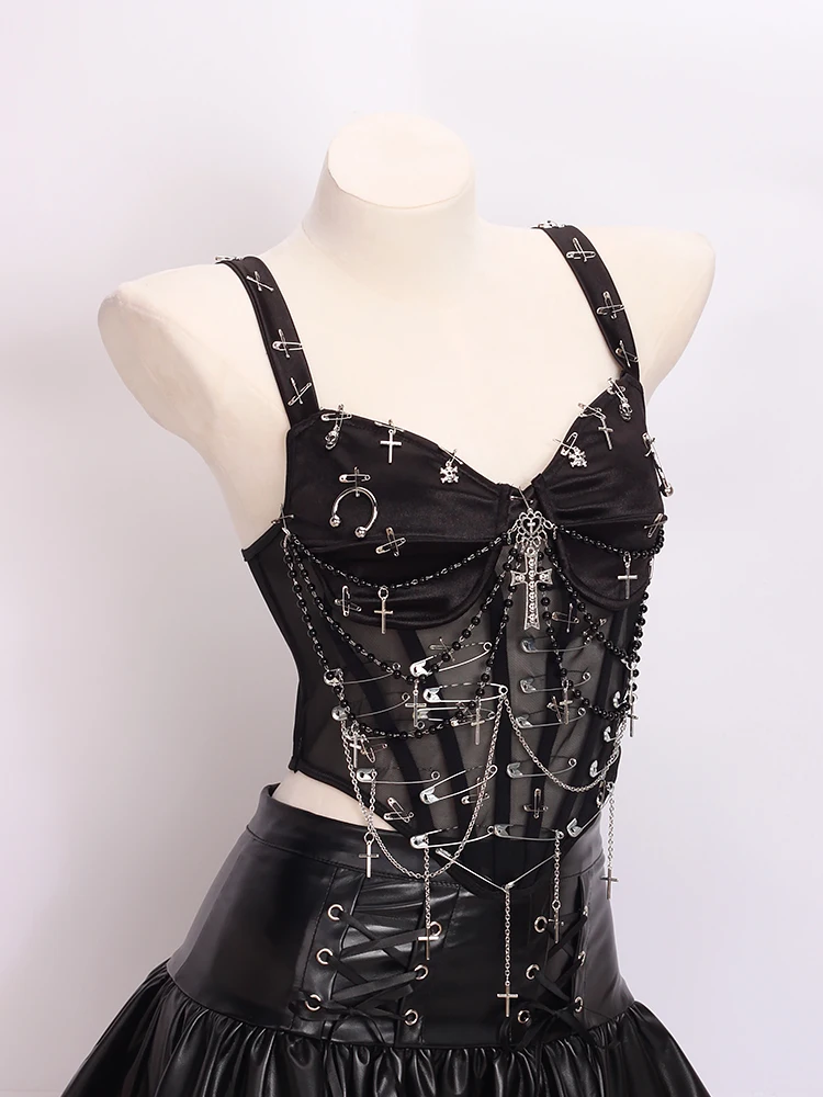 

vintage tops Skull top crop Tank Tops Punk Tank Tops Cross Tank Tops e girl clothes gothic clothes y2k fashion