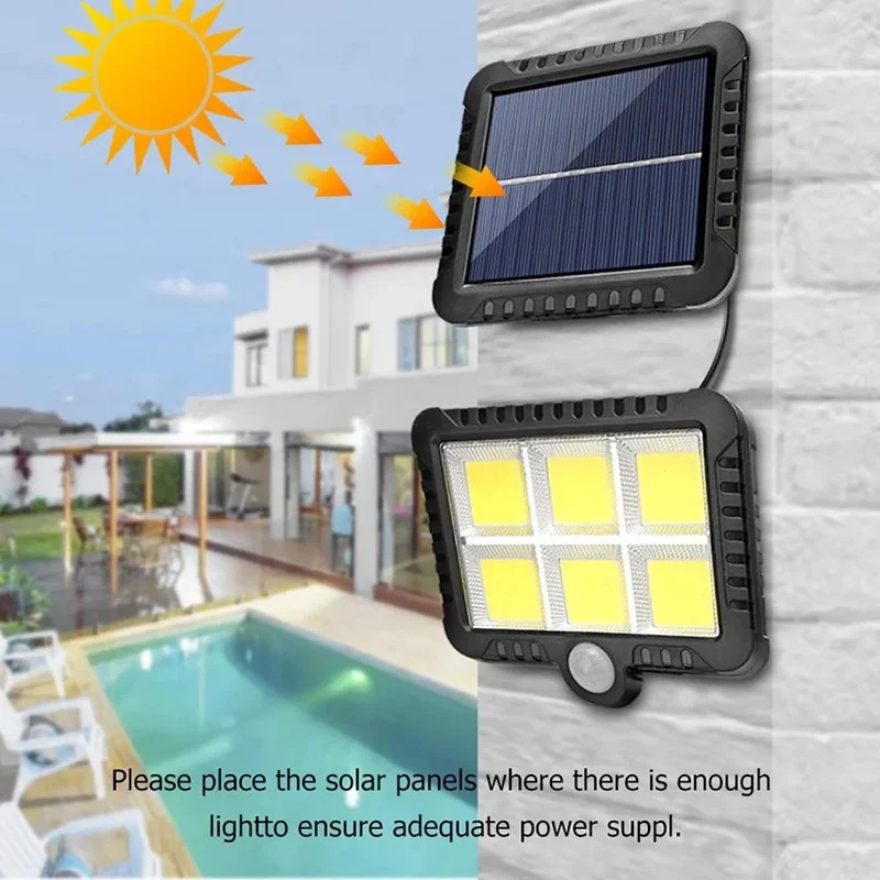 56LED Split Type Solar Energy Light Flood lights Wire Length 5M IP65 Garden Lamp Garage Sensor Lights Wall Solar Panel Light 20W