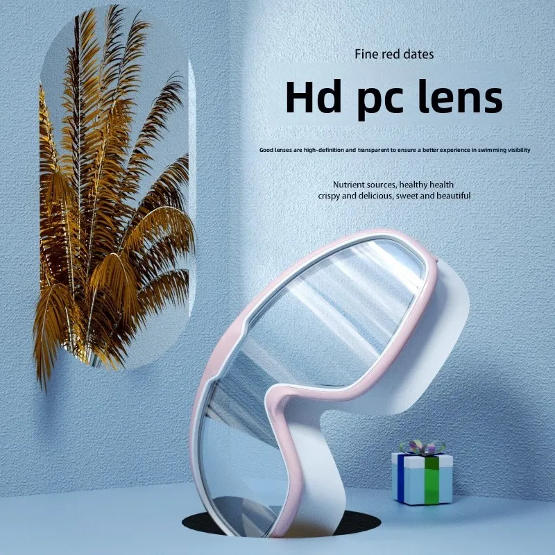 Set di occhialini da nuoto professionali, montatura grande antiappannamento, lente HD impermeabile, include cuffia da nuoto per uomini, donne e bambini