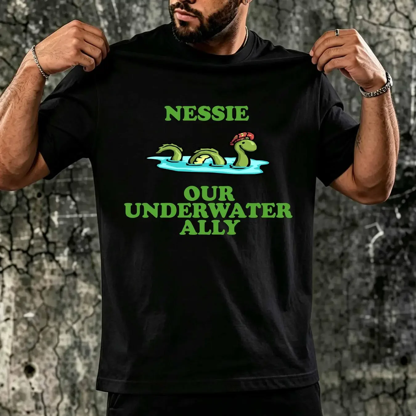 washed T Shirt Nessie Our Underwater Ally long or short sleeves vintage Washed Stretched Versatile designer clothes Soft