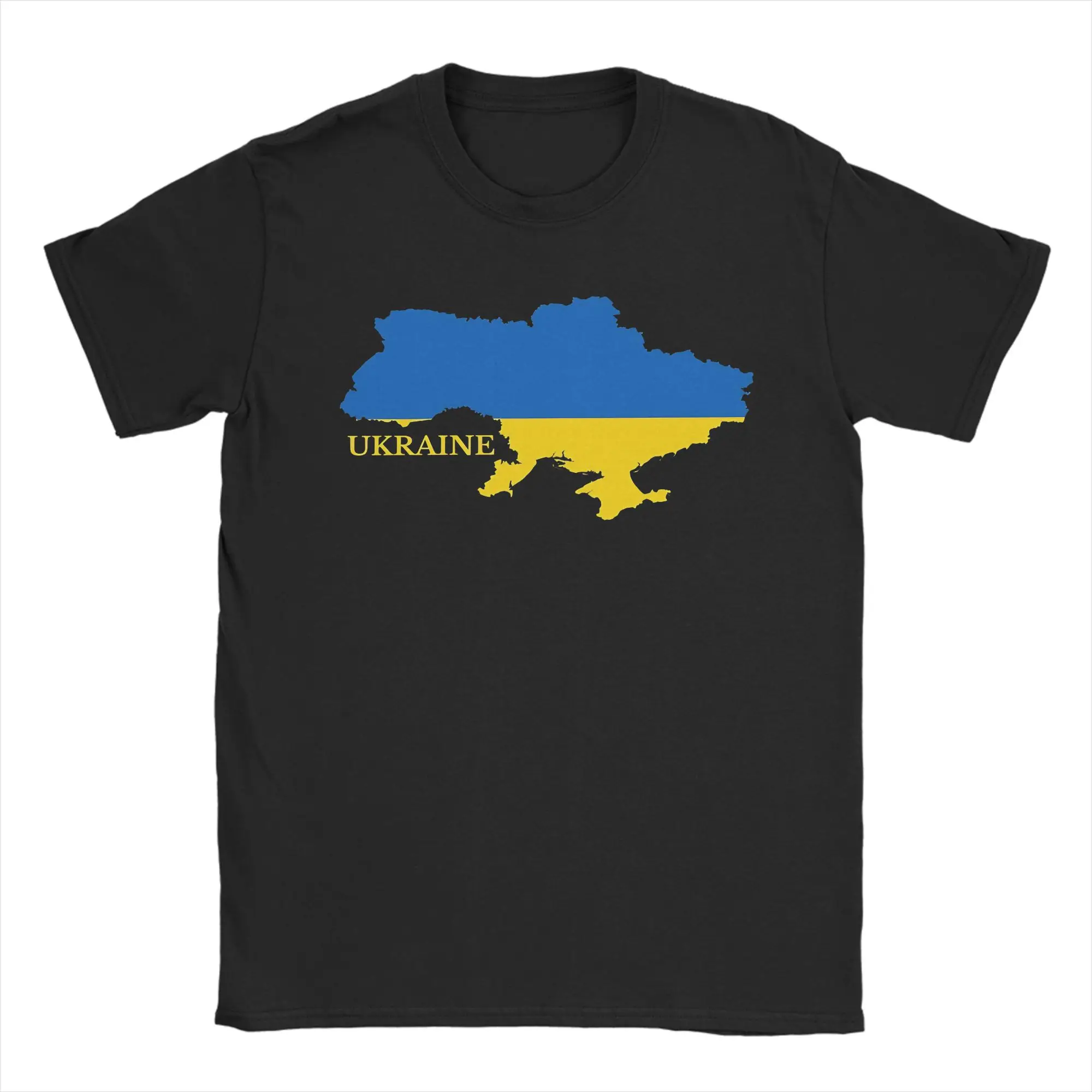 

Ukraine Flag Map T-Shirts Men Creative Pure Cotton Tee Shirt Crew Neck Short Sleeve T Shirts Printed Clothing