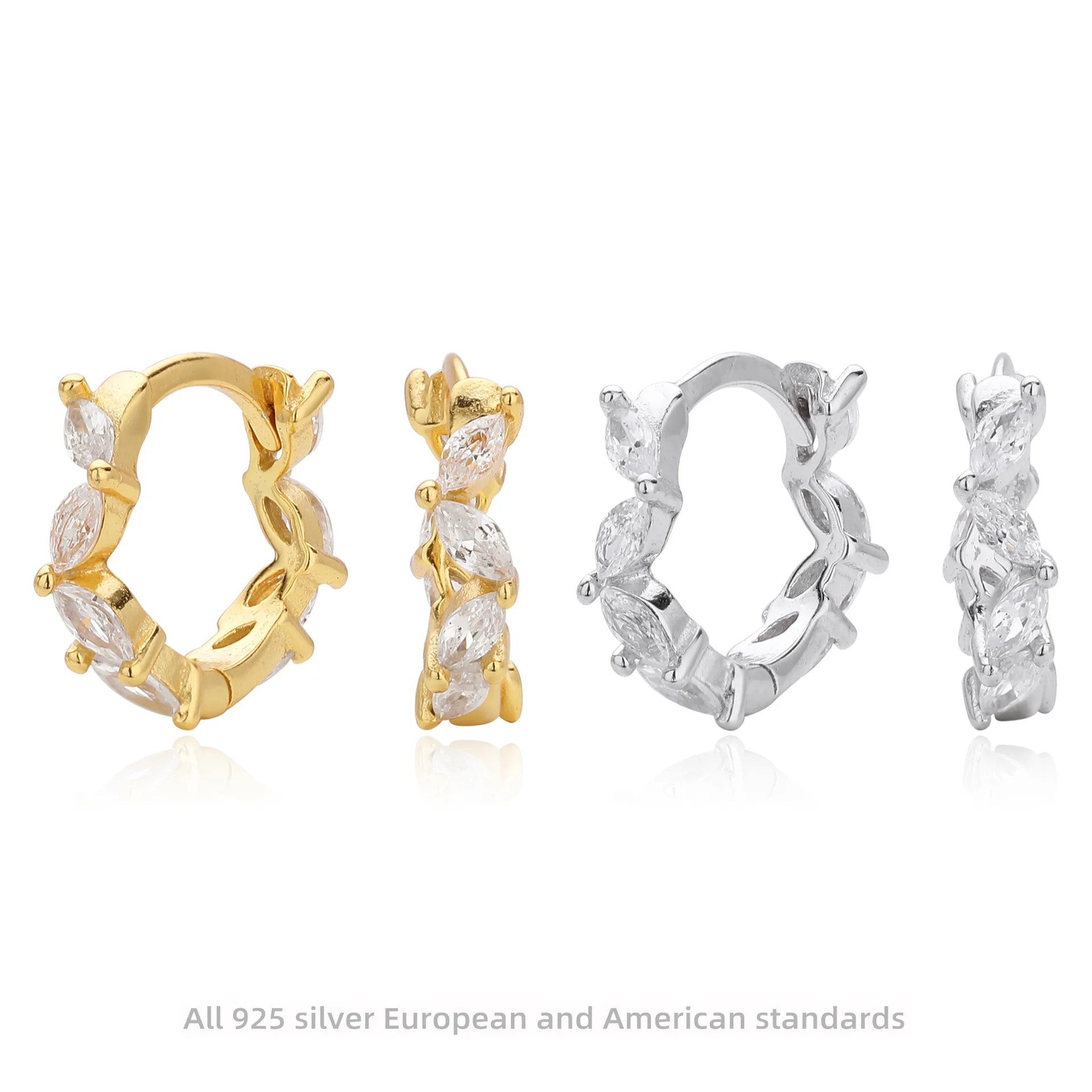 Withered S925 Sterling Silver Earrings With Fashionable Zirconia Eyelets And Irregular Zirconia Earrings For Women