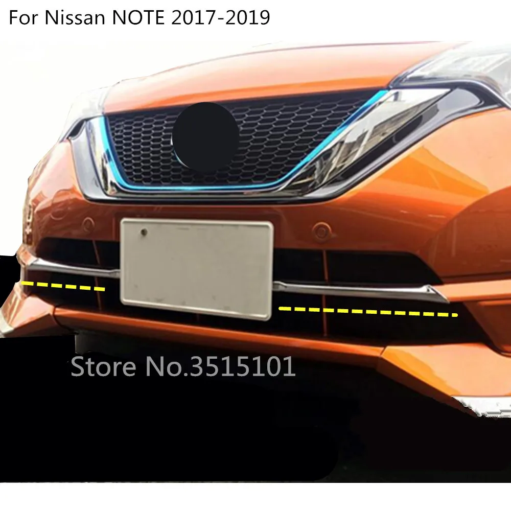 Car Protection ABS Chrome Front Up Bottom Racing Grid Grill Grille Trim Panel 2PCs For Nissan NOTE 2017 2018 2019 2020