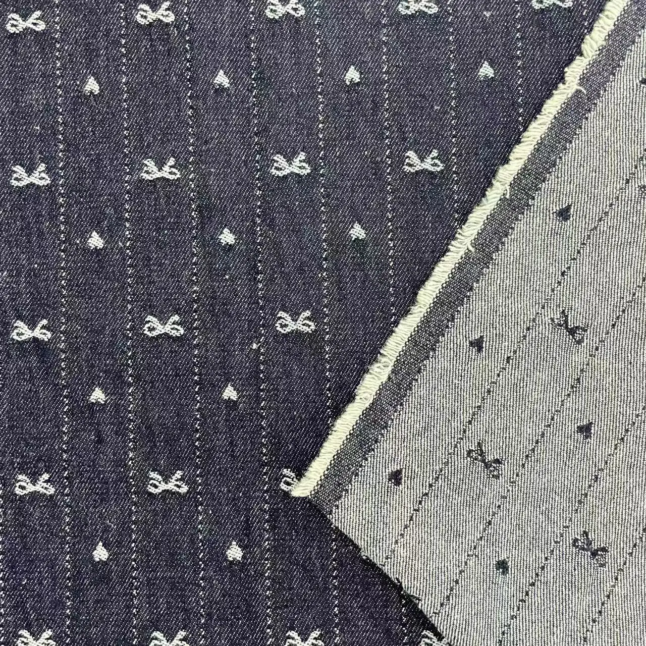 قماش الدنيم مع القلب والقوس الجاكار سميكة غسلها الدنيم لخياطة فساتين ملابس خارجية أكياس السراويل أكياس القبعات DIY بها بنفسك قماش الدنيم #5