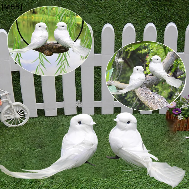 1PCS Artificial Birds Simulated little bird, white bird, feathered bird, little white dove Decoration[M55][M55]