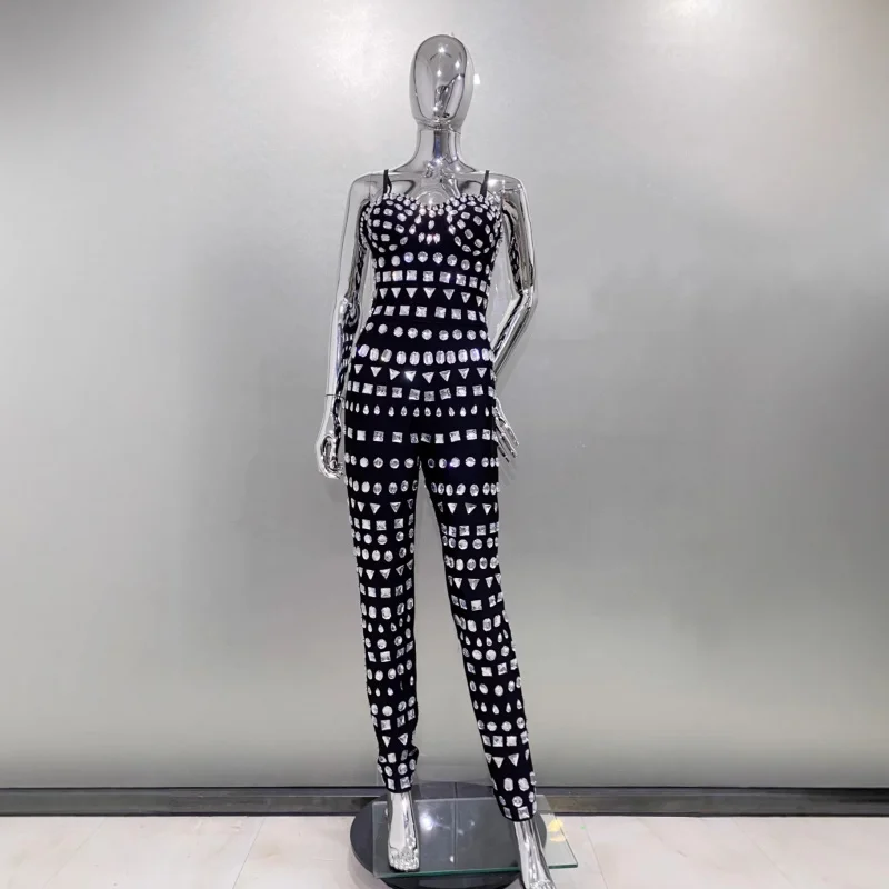 

New Arrival: Women's Dress with Rhinestones, Slim-Fit Long Jumpsuit, European and American Fashion Party Performance Outfit