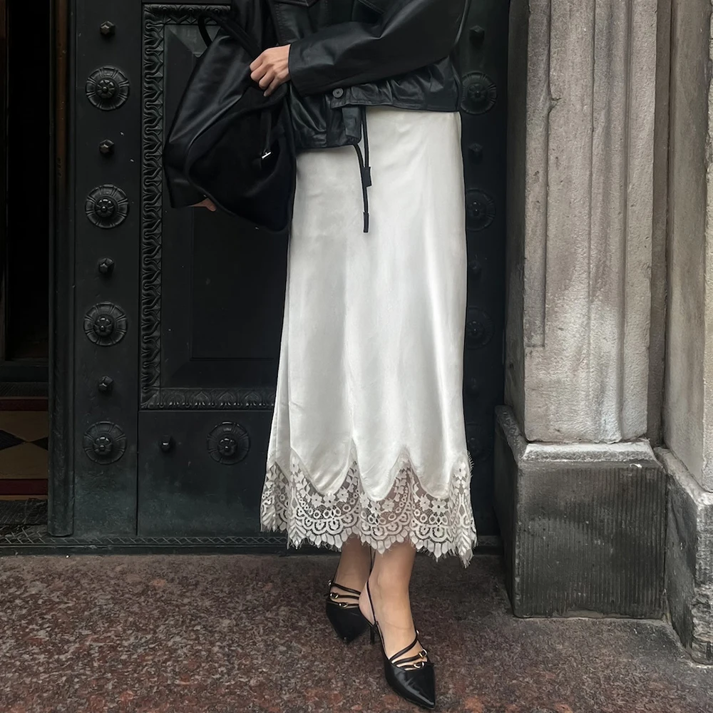 

Ticketsx Lace Patchwork Long Skirts Fashion New High Waist Slim Women's Skirt Summer Elegant Luxury Female Party Clubwear Skirts