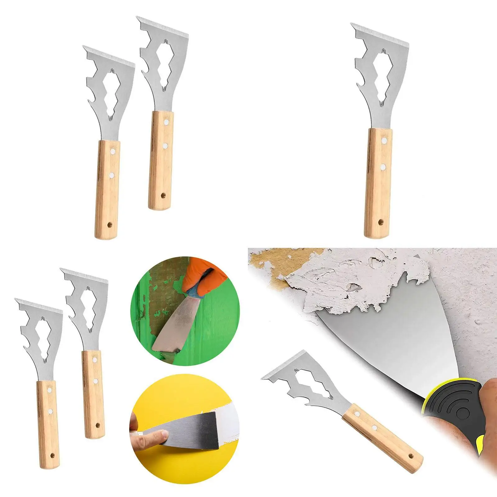 

Cleaning Tool metal Knife Wooden Handle Heavy Duty Compact Ergonomic Hand Tool Spackle Knife for Wallpaper Removal Plaster