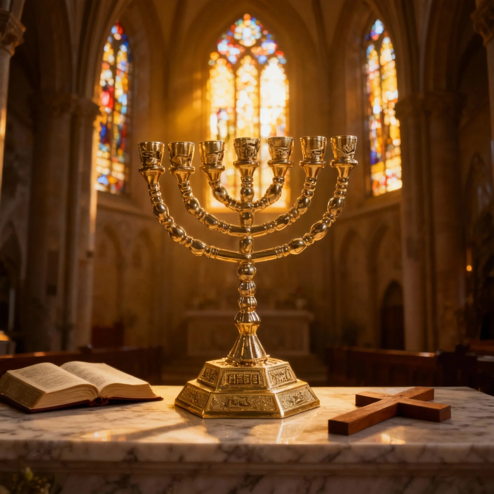 

7 Branches Metal Candlestick Religious Menorah Temple Decor Desktop Ornaments Home Tabletop Decoration Religious Candlesticks