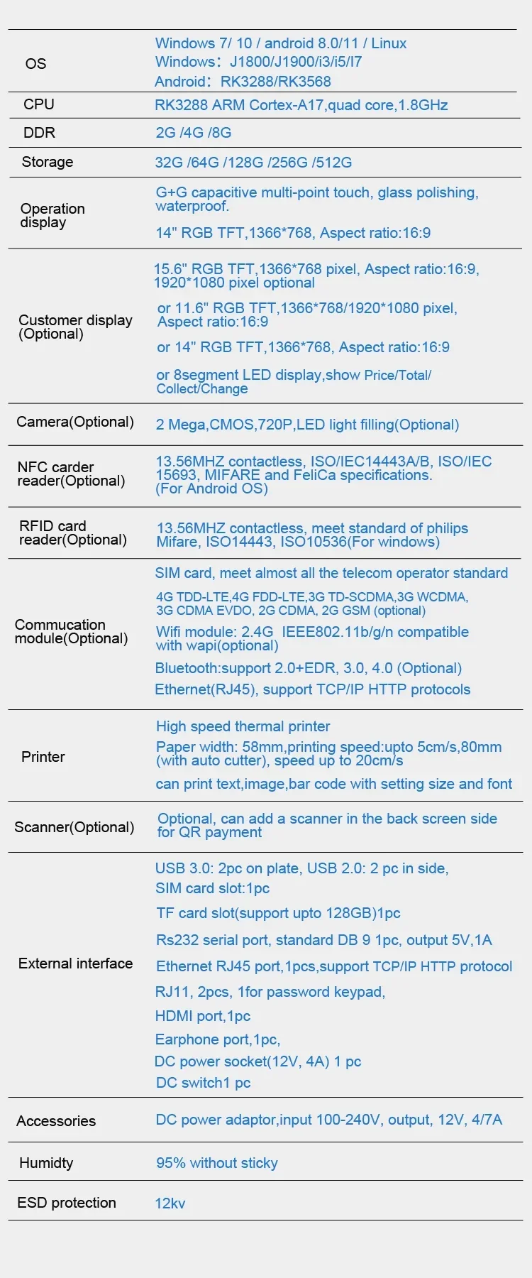 2025/أندرويد 11 سطح المكتب كور i3 i5 i7 ويندوز 10 البيع بالتجزئة pos 15 بوصة 80 مللي متر طابعة تسجيل النقدية الإلكترونية مع الماسح الضوئي
