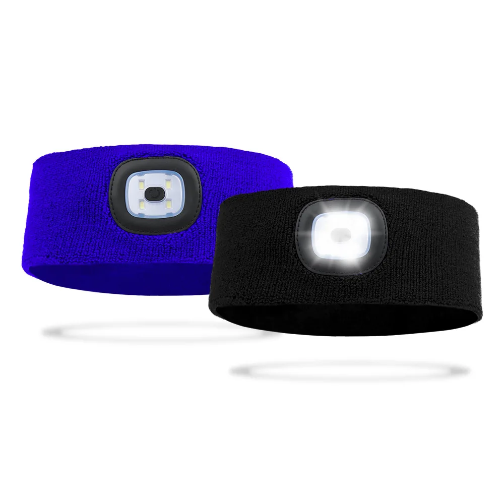 Unisex malha LED Headband, Farol, Running Farol, USB recarregável, 3-Mode, Camping, Caminhadas, Ciclismo, Tocha cabeça