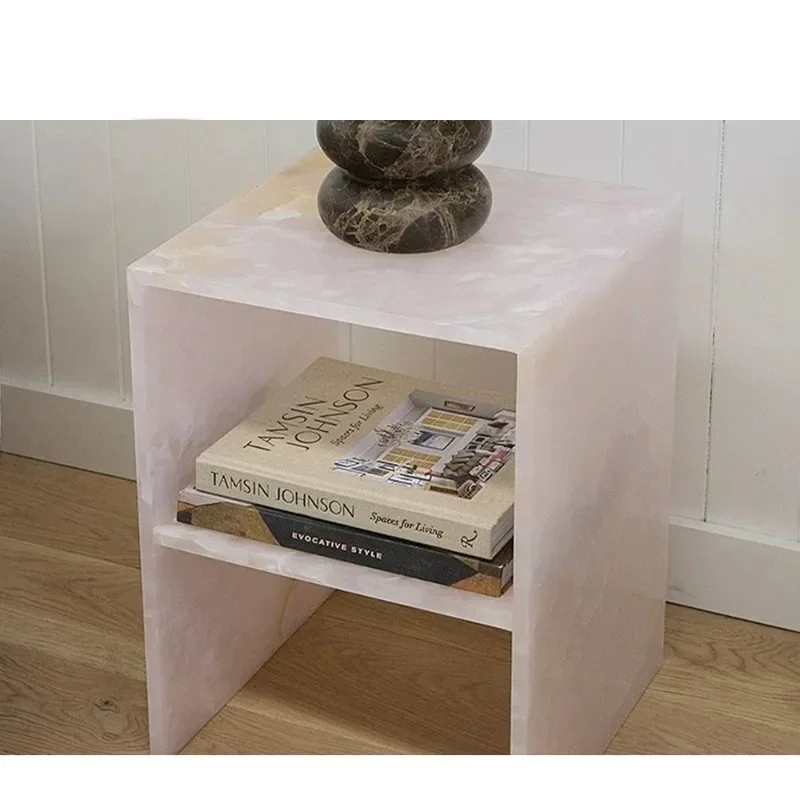 Marble Bedstand Bedside Pink Onyx Table Black Marble Bed Side Tables  Nightstand Custom Night Stand