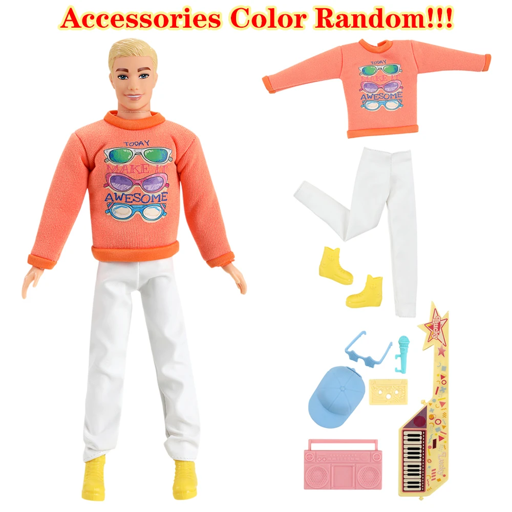 

NK 1 Set Fashion Doll Outfits Shoes For 12 Inch Boy Doll Clothes Random Guitar Microphone, Music Festival Dccessories, Toys