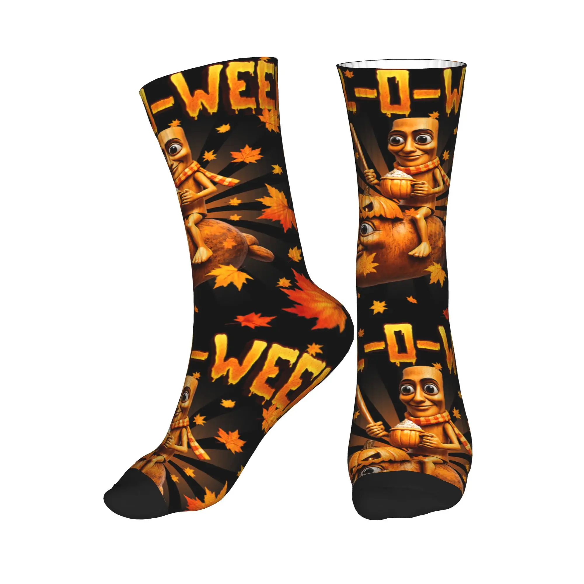 Funny Tung Tung Sahur Fall O Ween Halloween Brainrot Meme Socks Stockings Anti-Slip Men's Socks Comfortable Winter Running Socks