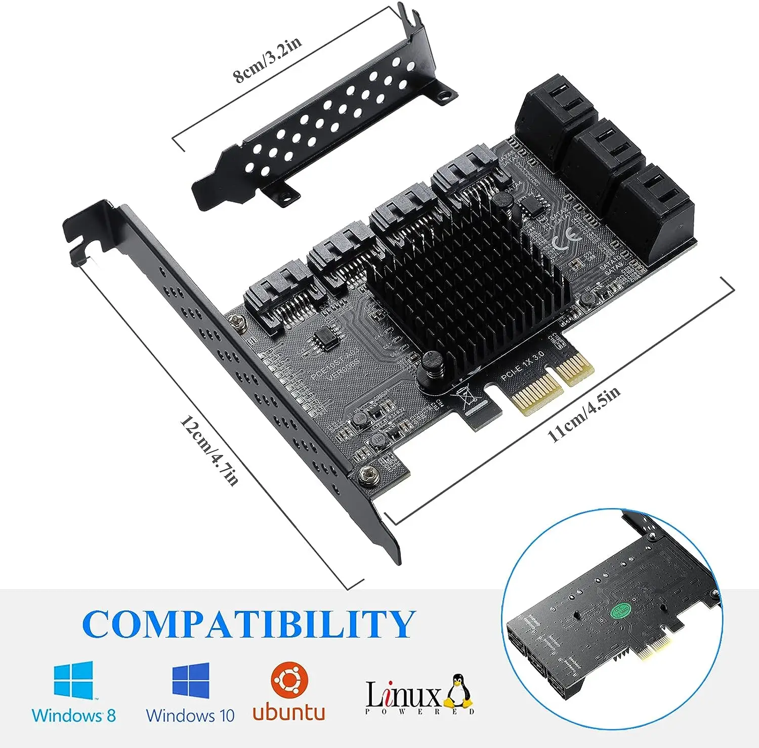 PCI-E SATA 1X 4X на 6/8/10 портов Карта расширения жесткого диска SATA 3.0 Внутренний адаптер 6 ГБ/с Поддержка широкого диапазона систем