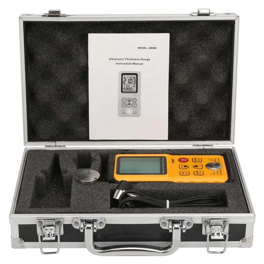 

AR860 Smart Sensor Digital Ultrasonic Thickness Gauge Tester Meter 1.00 to 300.00mm Steel Sound Velocity 1000 to 9999m/s