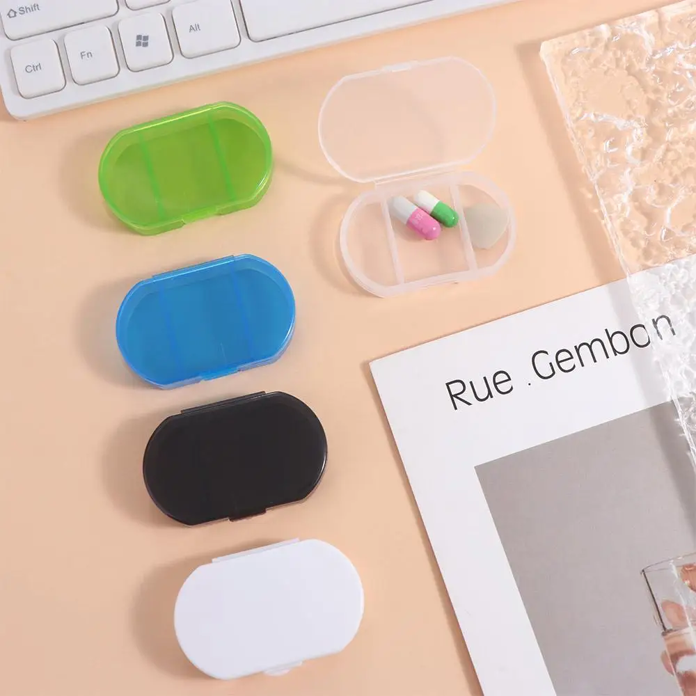 Mini caixa de comprimidos com três compartimentos, transparente, à prova de umidade, pequena caixa de remédios, conveniente, portátil, organizador de remédios para viagem