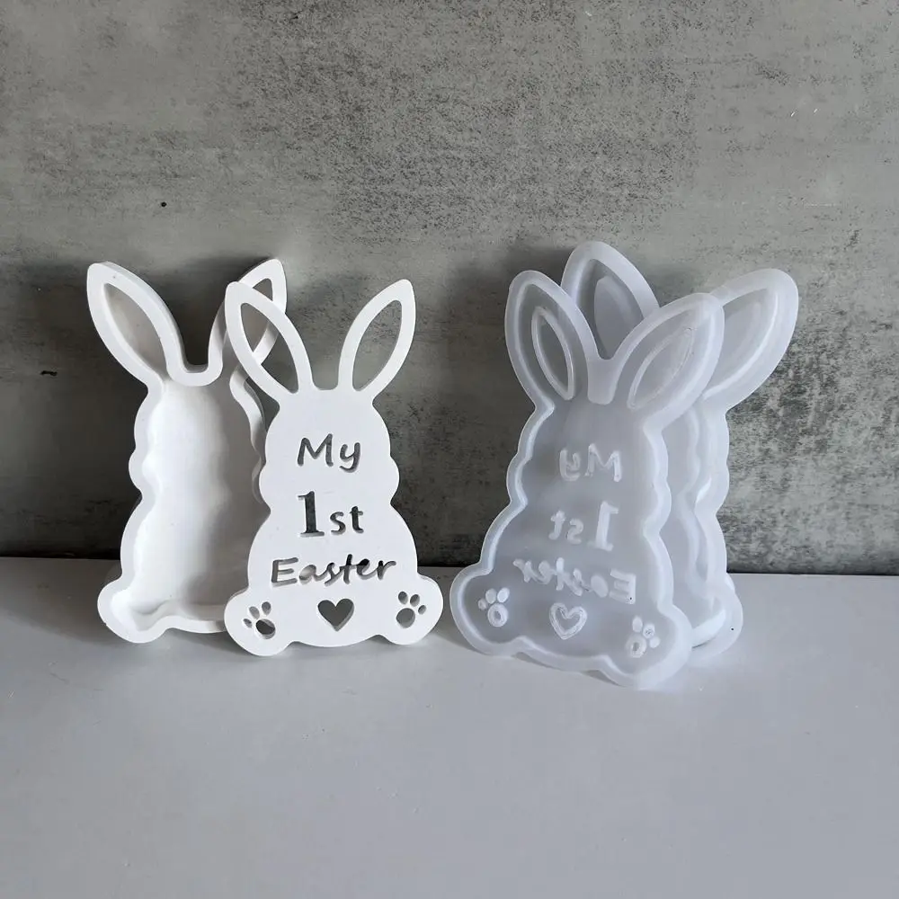 Cute Easter Rabbit Light Silicone Mold Cartoon Hollow Bunny Plaster Drop Glue Mold Handmade Rabbit Lamp Box Mold