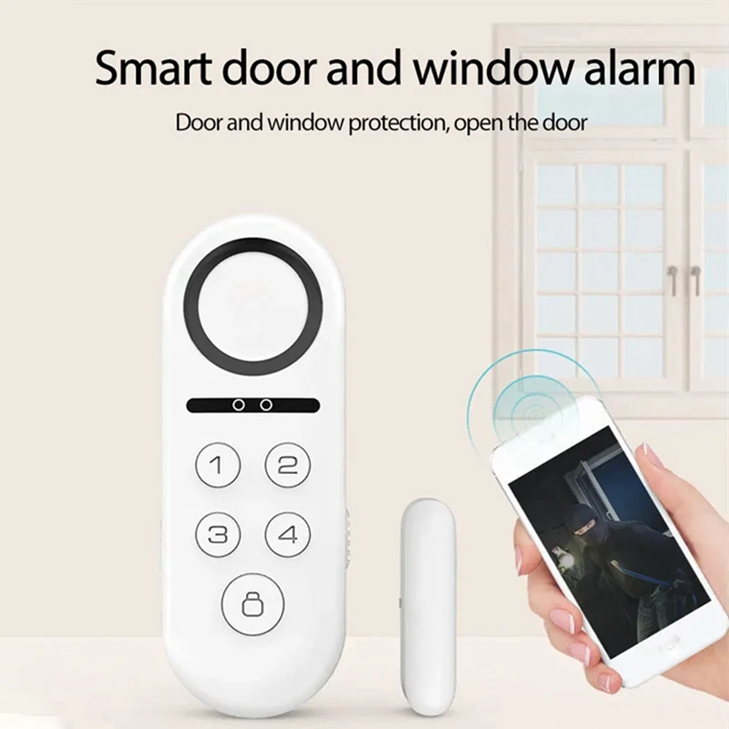 Tuya Smart Door Window Alarm Sensor Door Magnetic Remote Sound And Light Password Disarm Tuya Smart Home