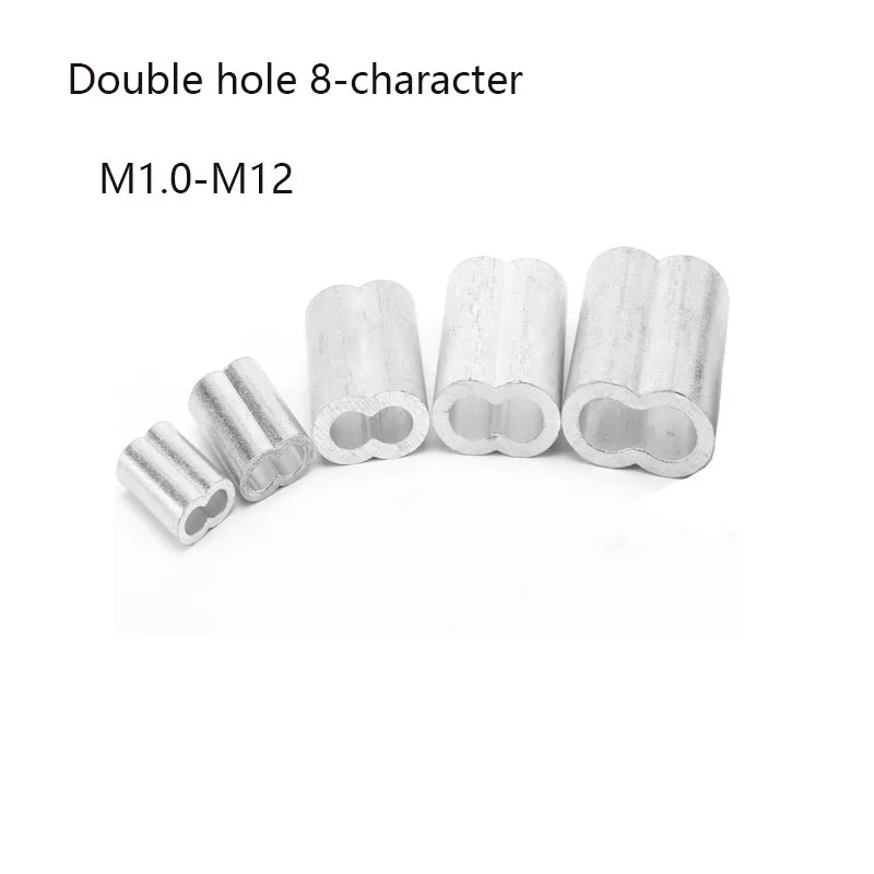 5-500pcs Wire Rope Fixed Aluminum Sleeve Pressed Oval Aluminum Clip Connector Lock Circle 1/1.2/1.5/2/2.5~12mm Al Fixed Buckles