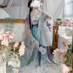 Hanfu Heavy Industry Embroidered Long Sleeved Shirt Hezi Skirt Chinese Style Cosplay Costume Hanfu Suit